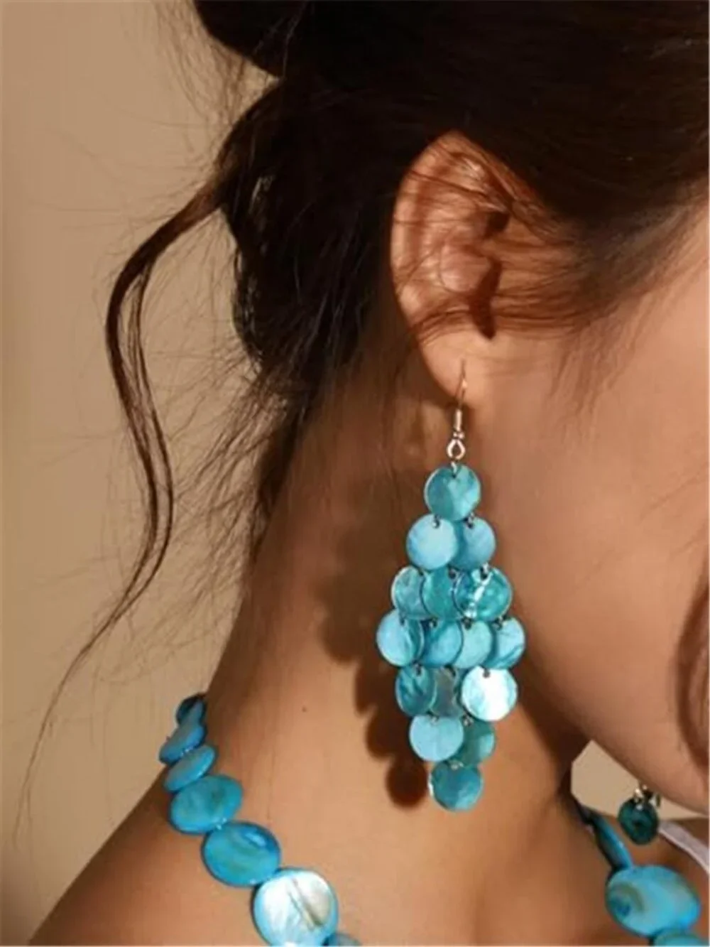 Statement Turquoise Dangle Earrings - Picture 3 of 3